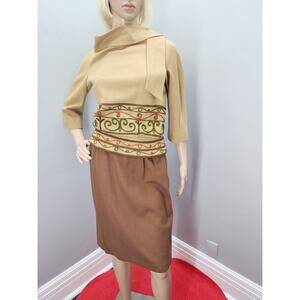 40s Vintage Carlye Wool Dress, Soutache Peplum  Top - XS